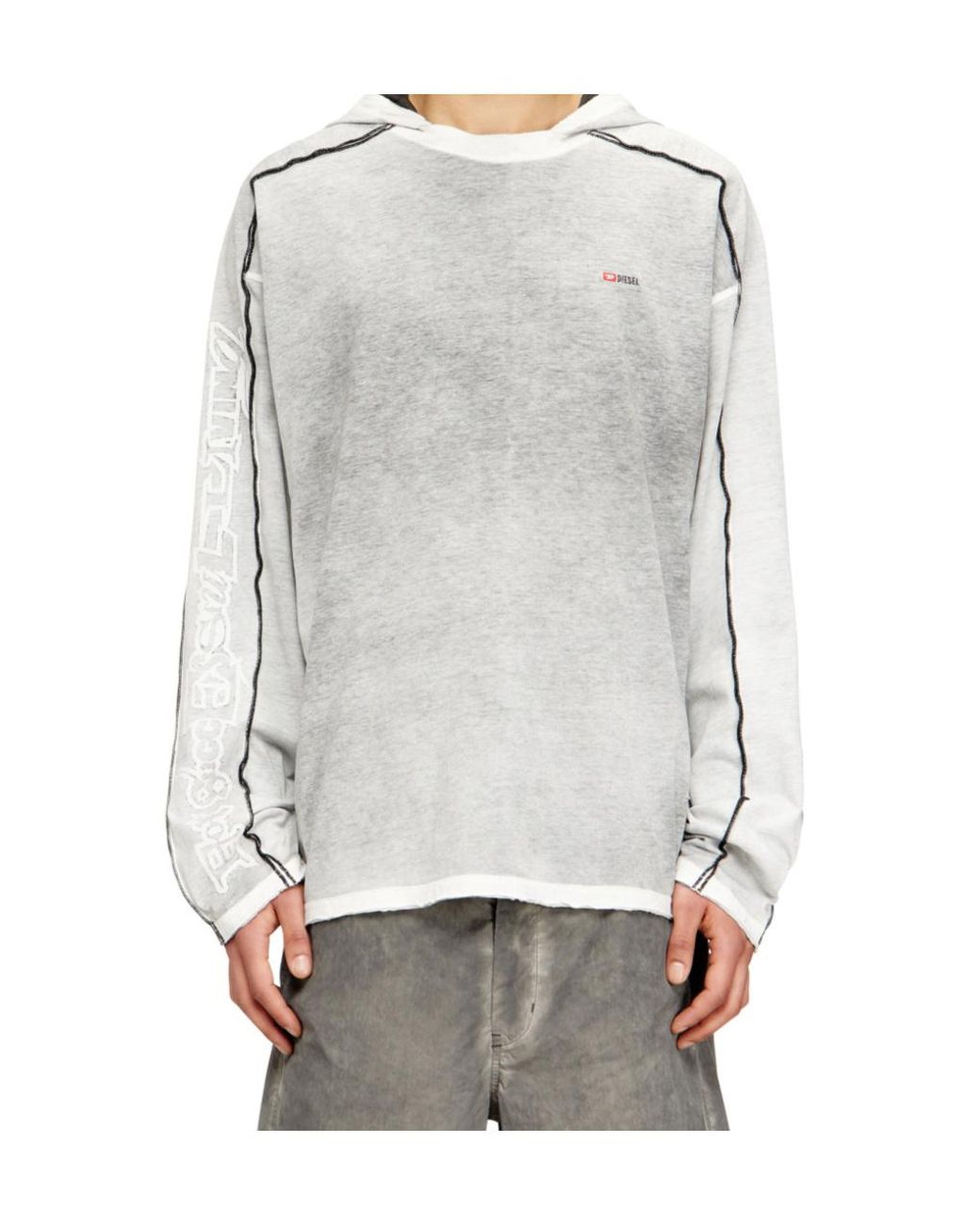 DIESEL Gray T-Riven Long-Sleeve Hoodie for men