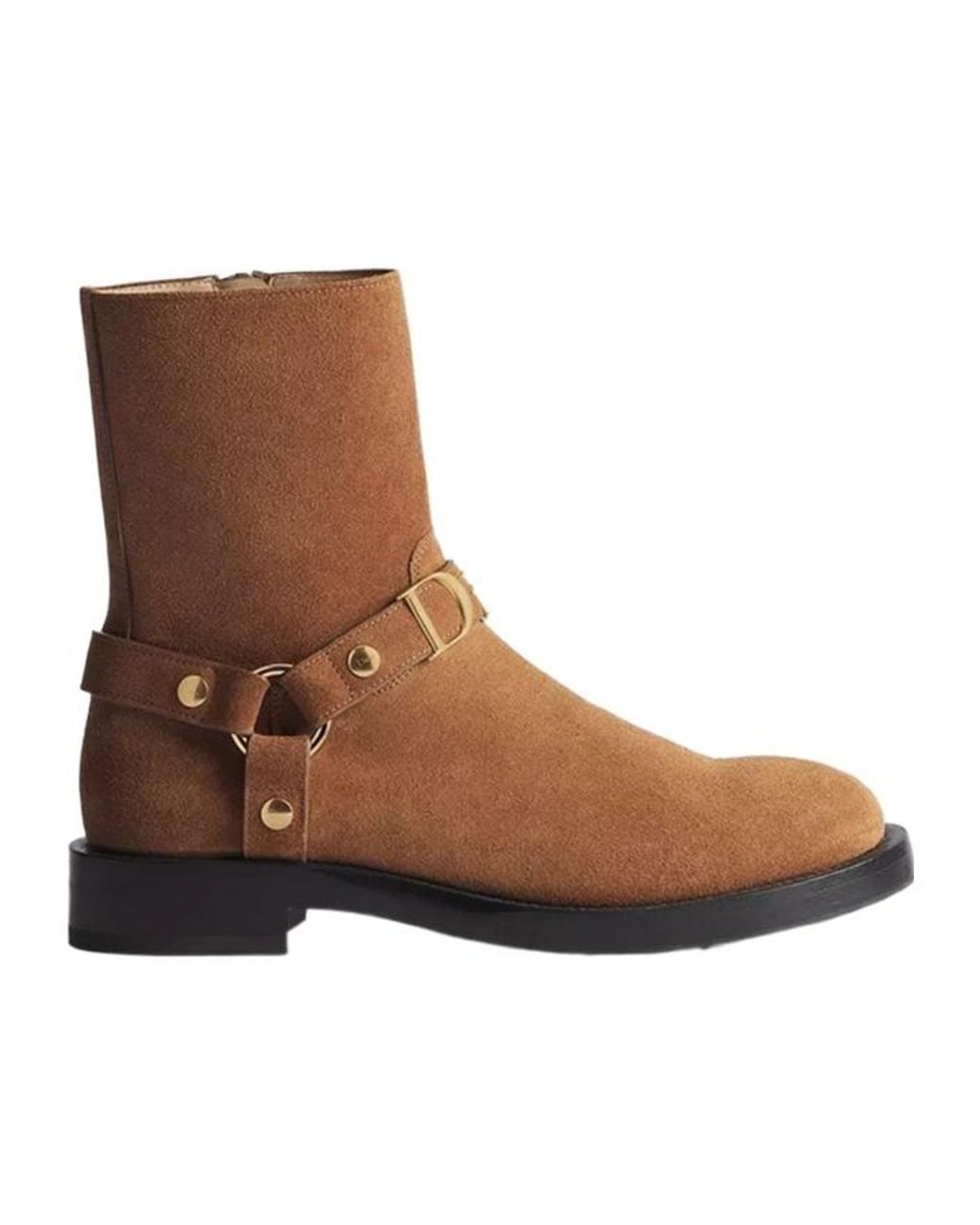 Dior Brown Christian Buckle Strap Ankle Boots