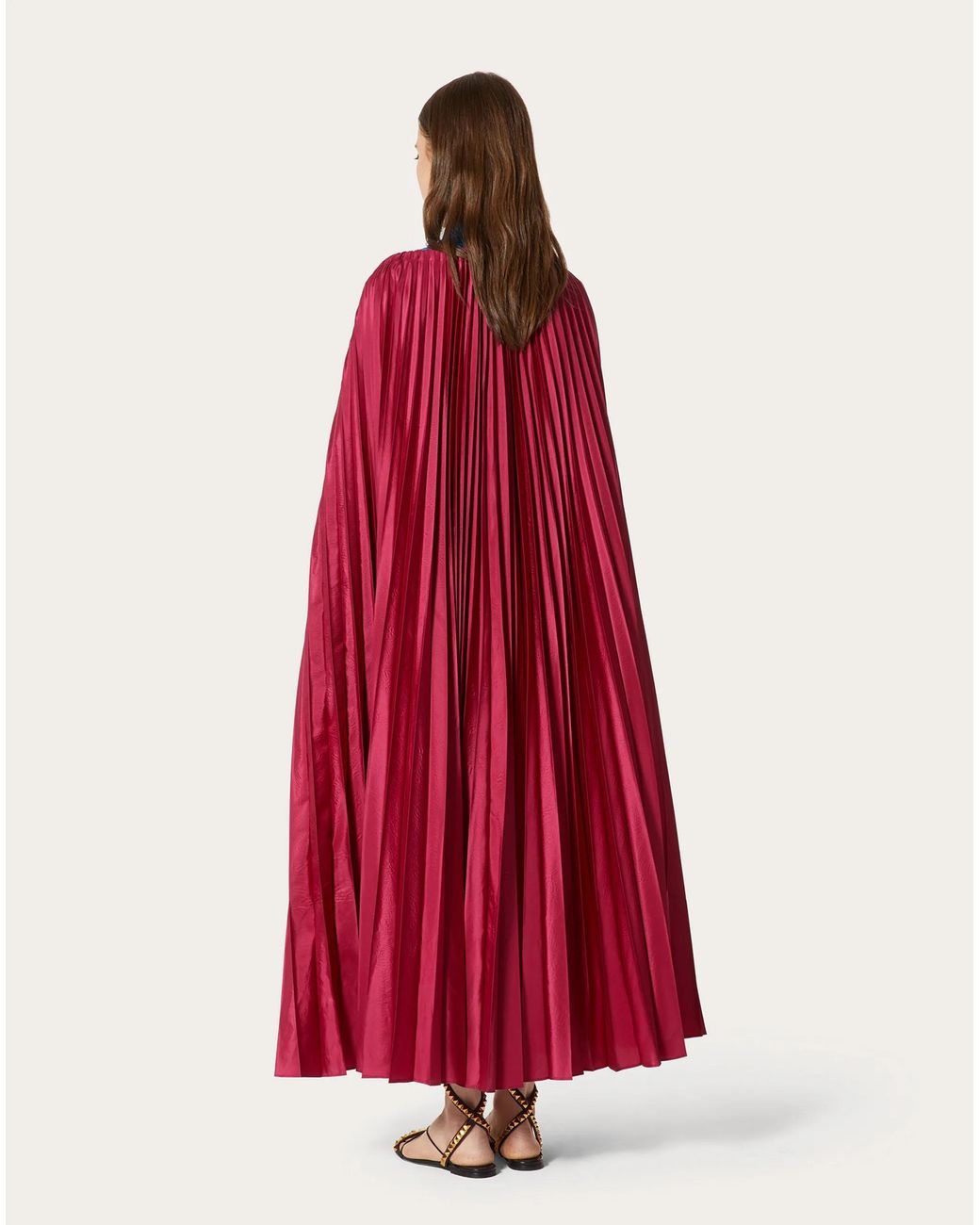 Valentino Red Tie Detailed Pleated Cape
