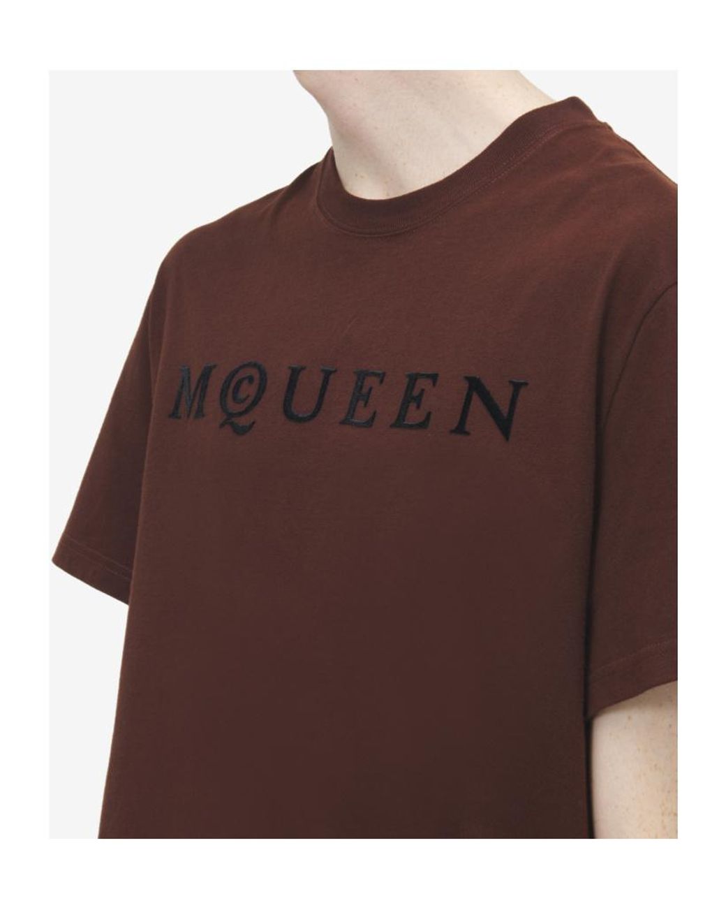 McQueen Brown Cotton Logo T-Shirt for men