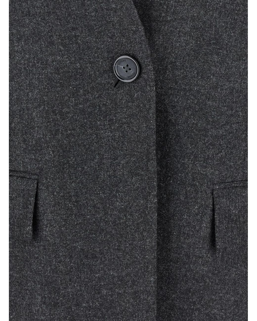 Totême Black Totême Single-Buttoned V-Neck Cape Blazer