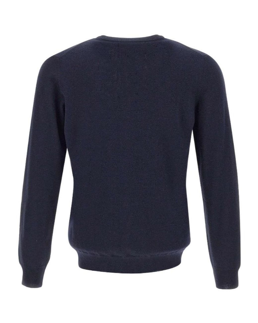 Kangra Cashmere Blue Kangra Ribbed Crew Neck Knitted Sweater for men