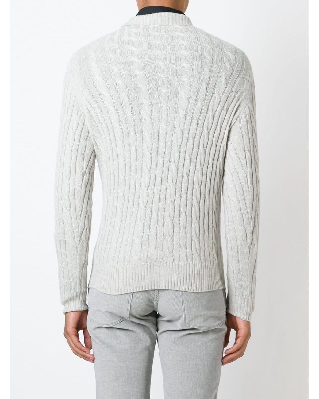 Loro Piana Gray Cable Knit Sweater for men