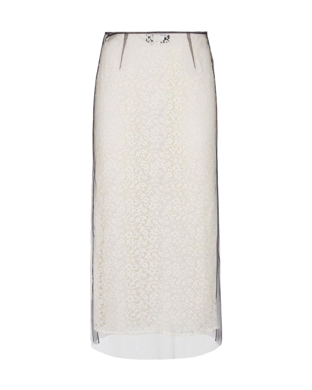 Fendi White Lace Detailed Layered Midi Skirt