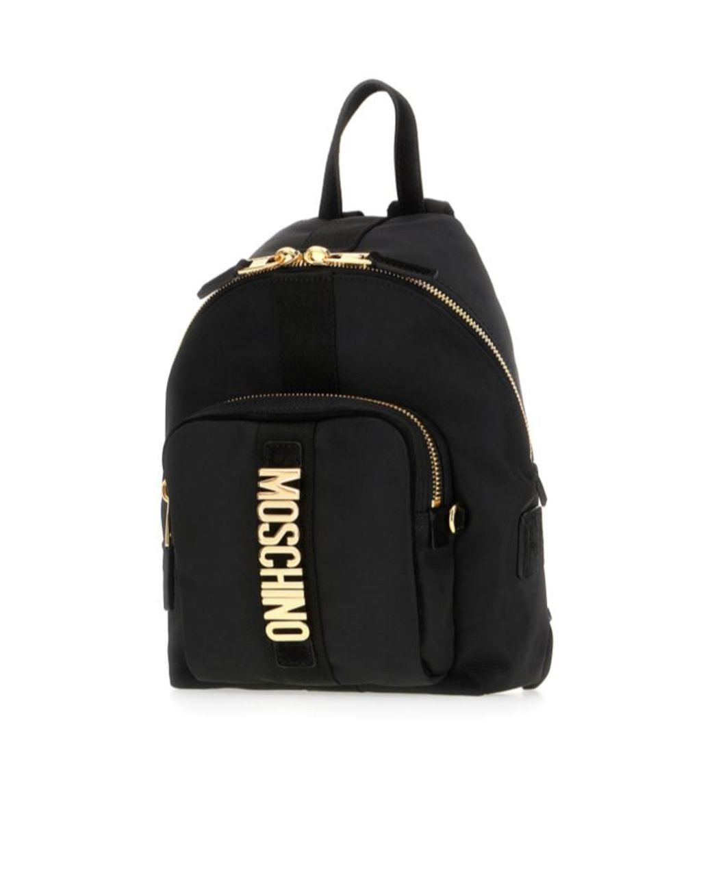 Moschino Black Small Logo-Plaque Backpack