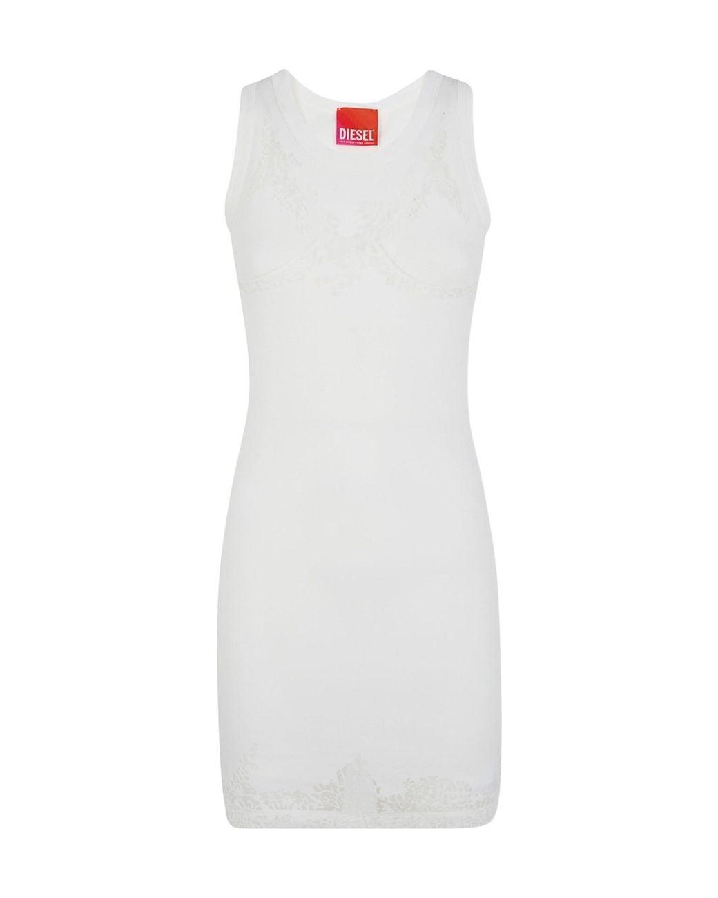 DIESEL White X Tinder Pr-D-Anki-Lace-R Mini Tank Dress