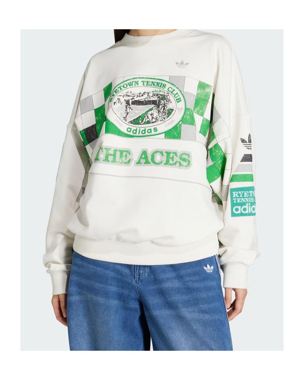Adidas Originals Blue Checkers-Print Sweatshirt
