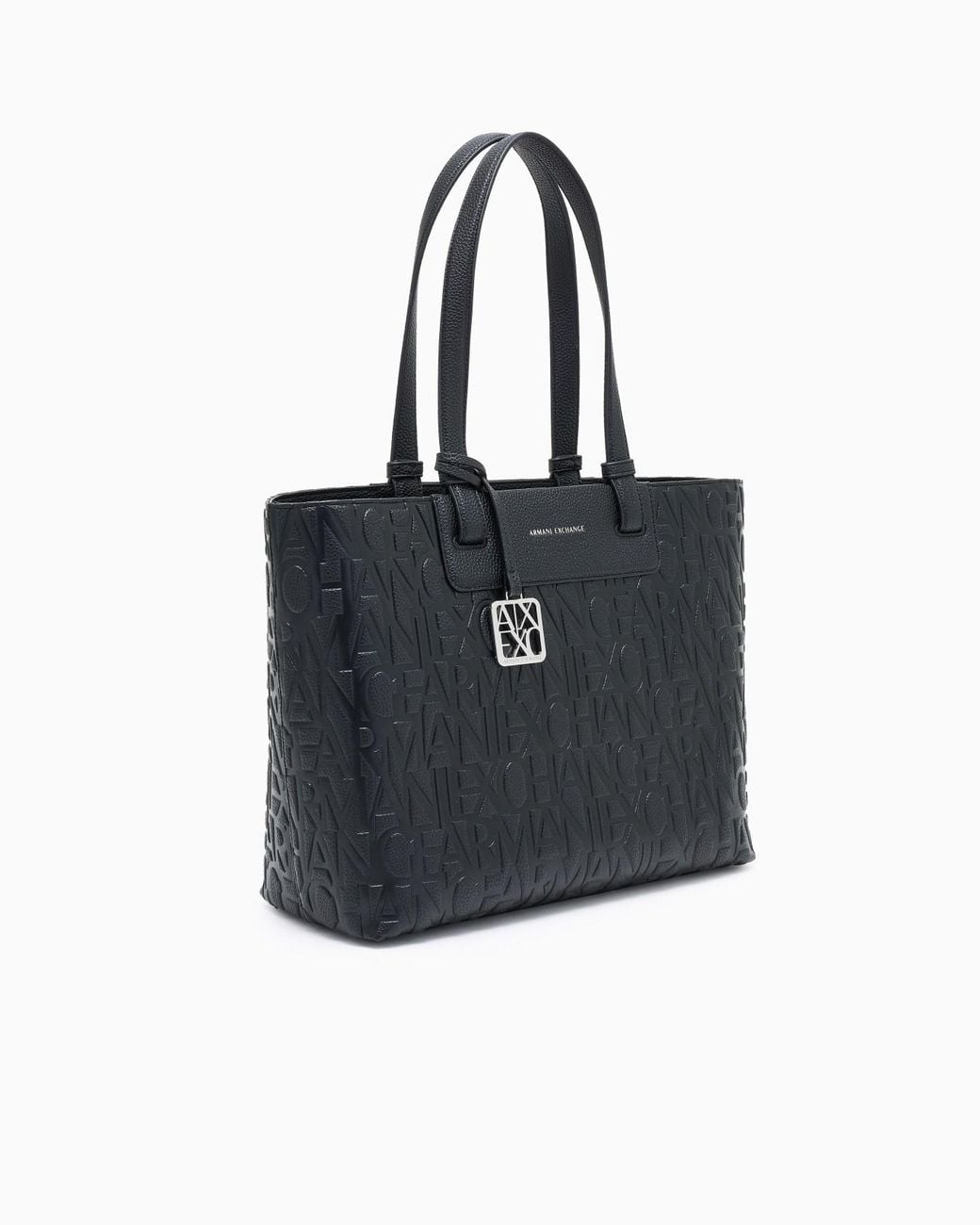 ARMANI EXCHANGE Black Logo-Embossed Tote Bag