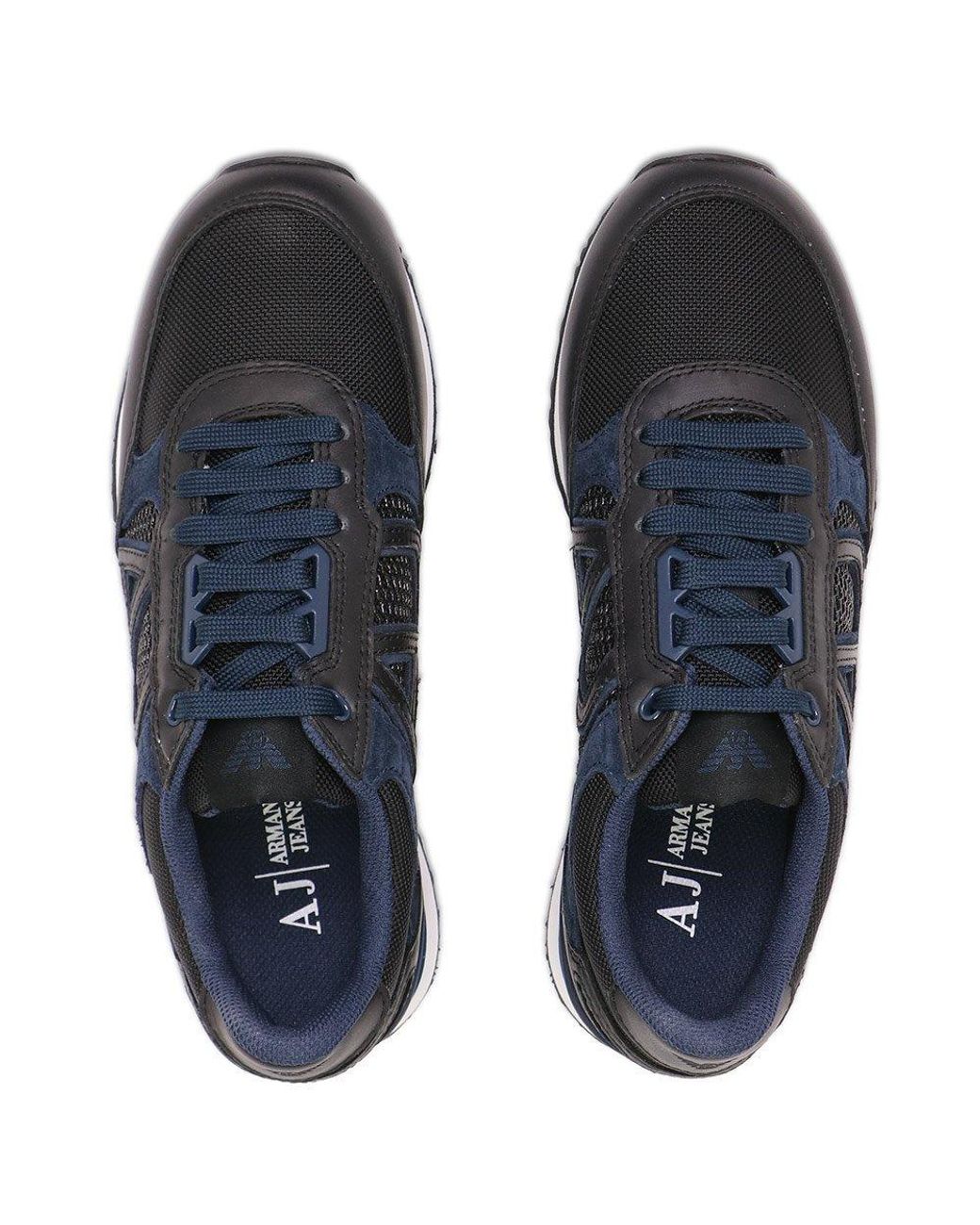 Armani Jeans Blue Strap-Up Casual Sneakers for men