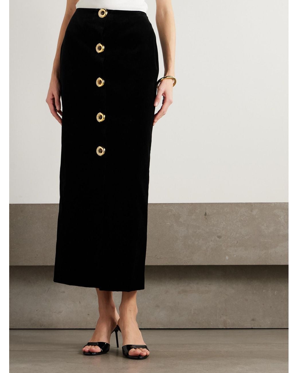 Blazé Milano Black Jealousy Sussex Cotton-Velvet Maxi Skirt
