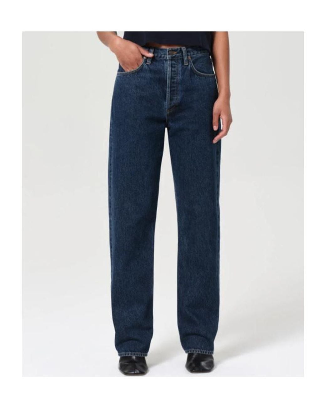 Agolde Blue High-Rise Straight-Leg Jeans