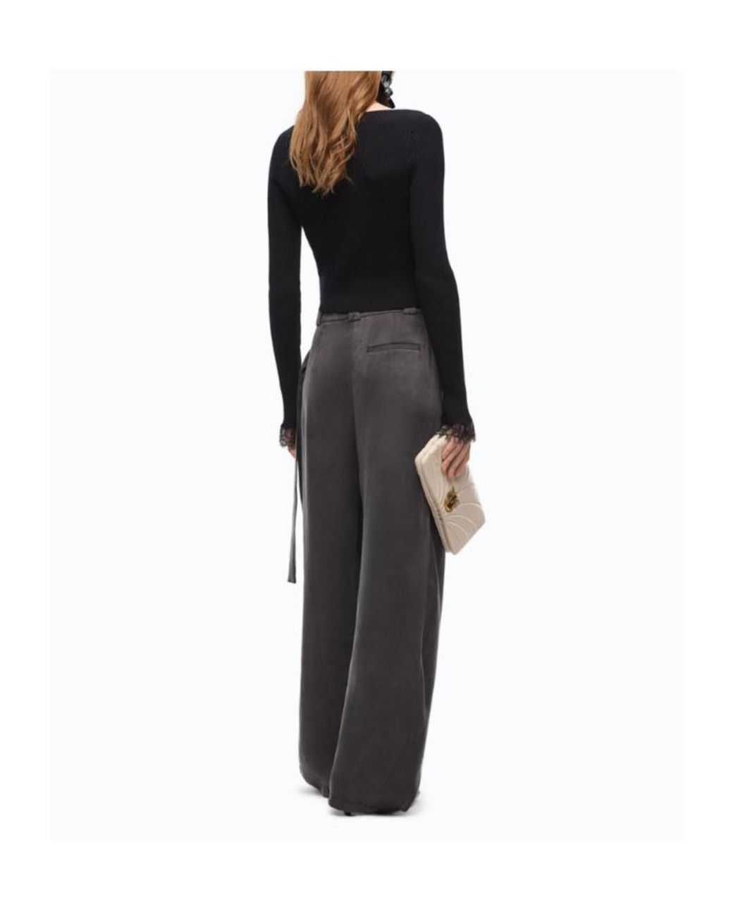 Pinko Black Asymmetric Wrap Wide-Leg Pants