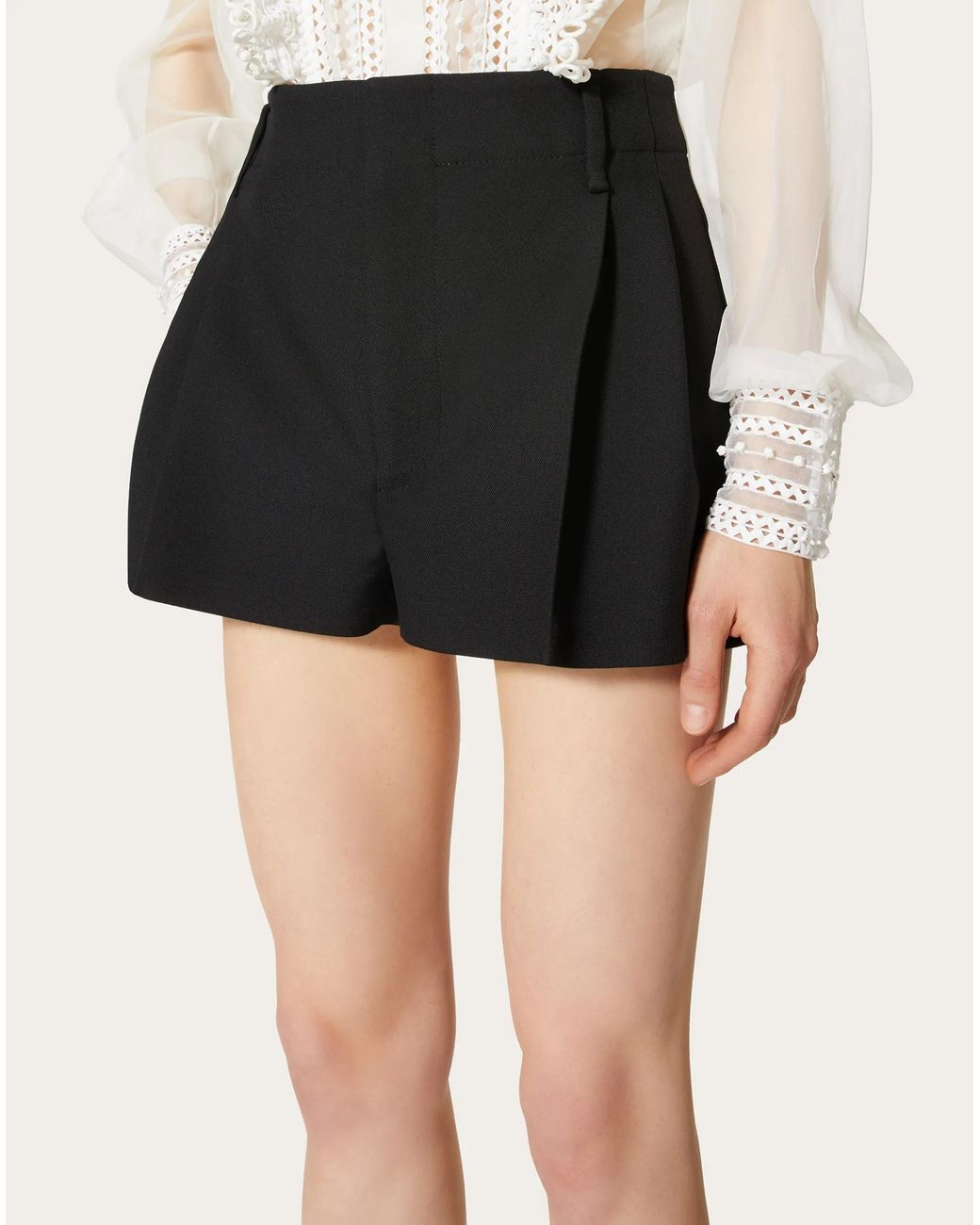 Valentino Black Pleated Detail Shorts