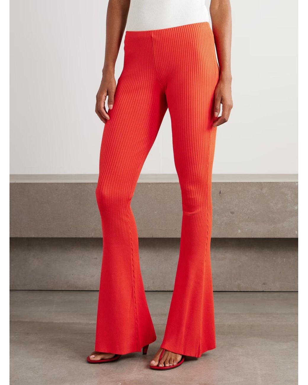 Stella McCartney Ribbed Knit Flared Casual Pants