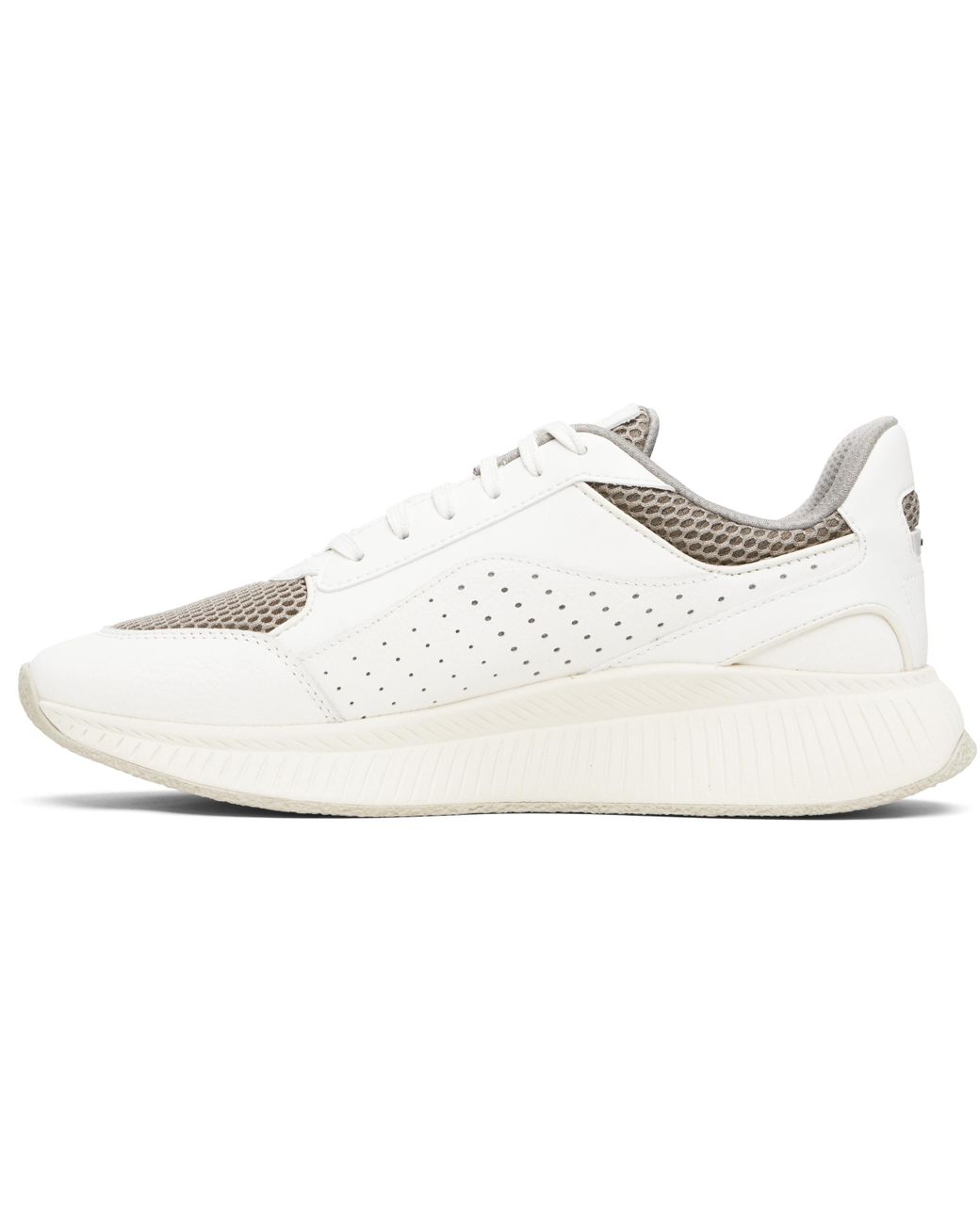 Boss White Round Toe Sneakers for men