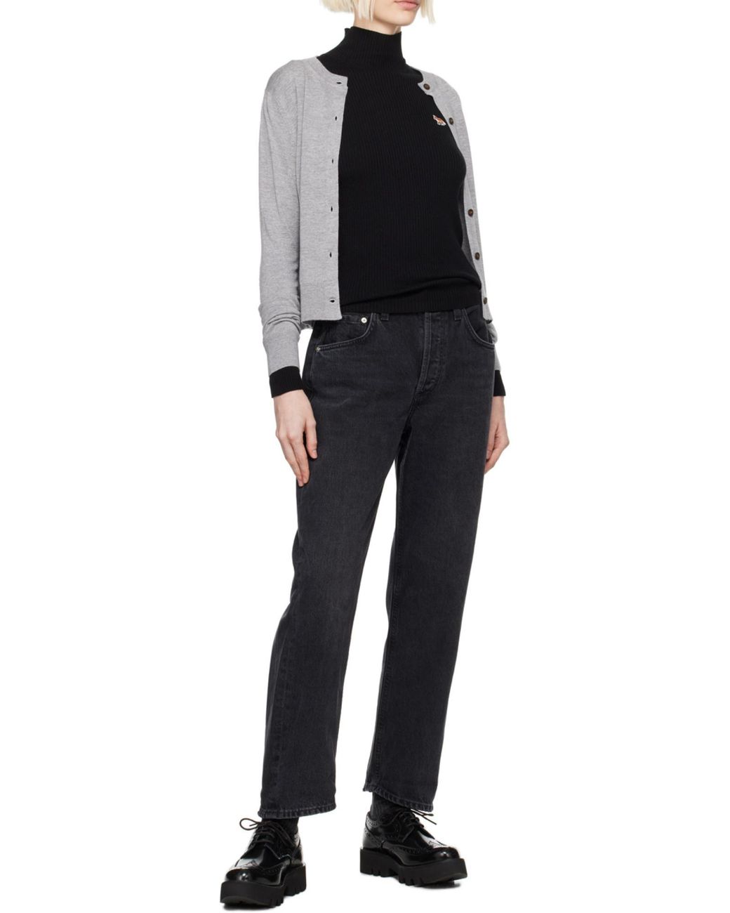 Maison Kitsuné Black Maison Kitsuné Baby Fox Turtleneck Jumper