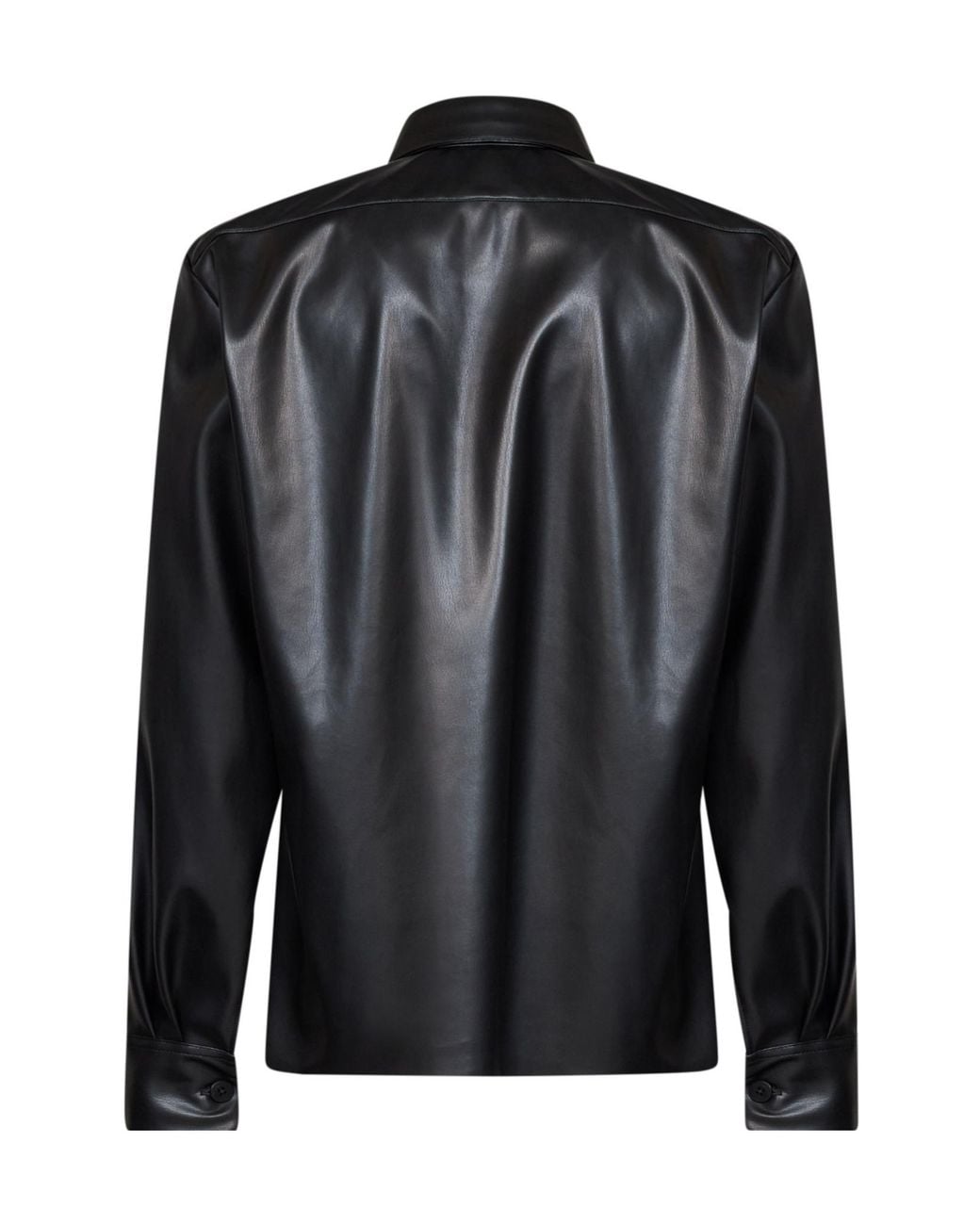 Costumein Black Faux Leather Pocket Shirt for men