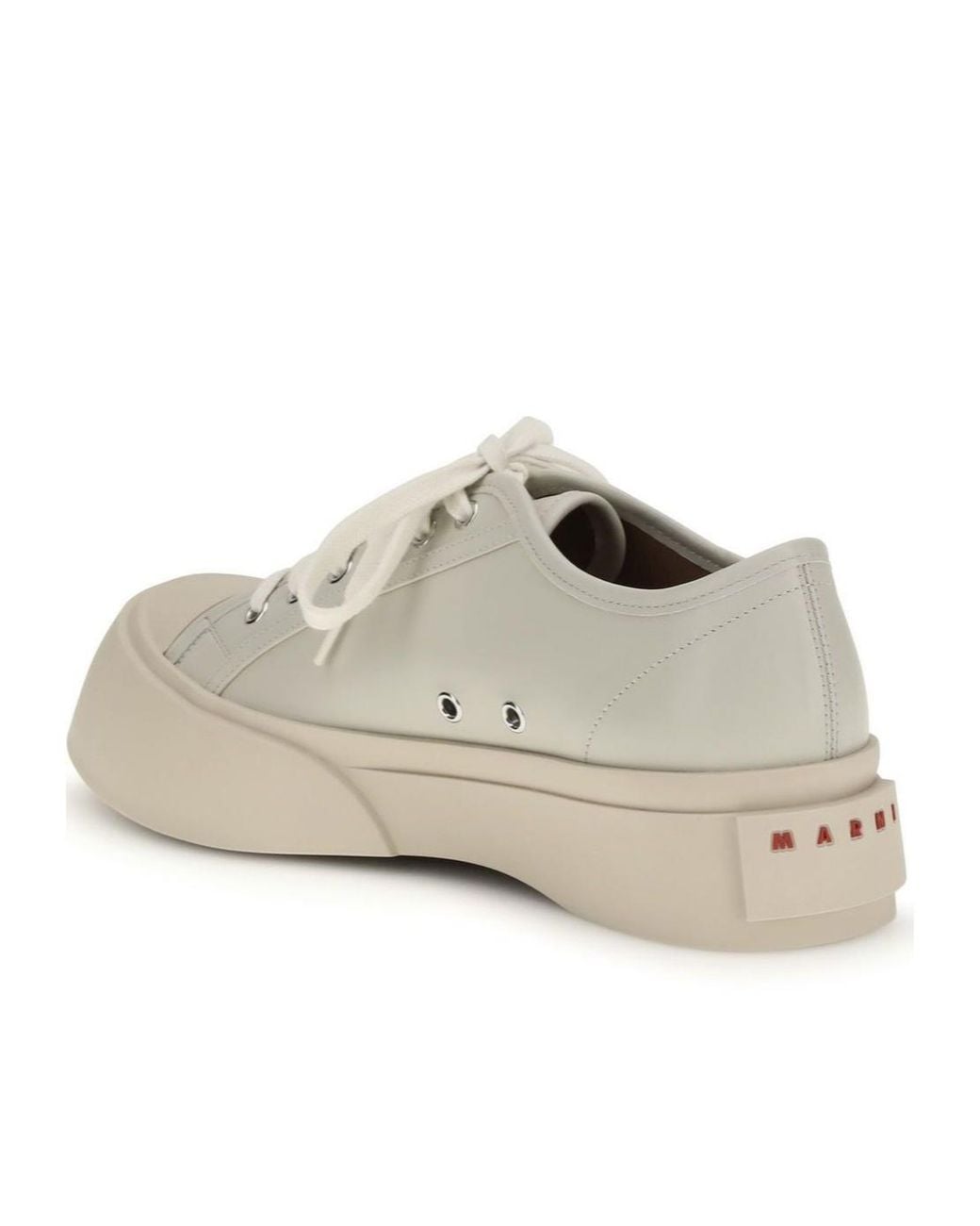 Marni White Pablo Logo Patch Lace-Up Sneakers for men