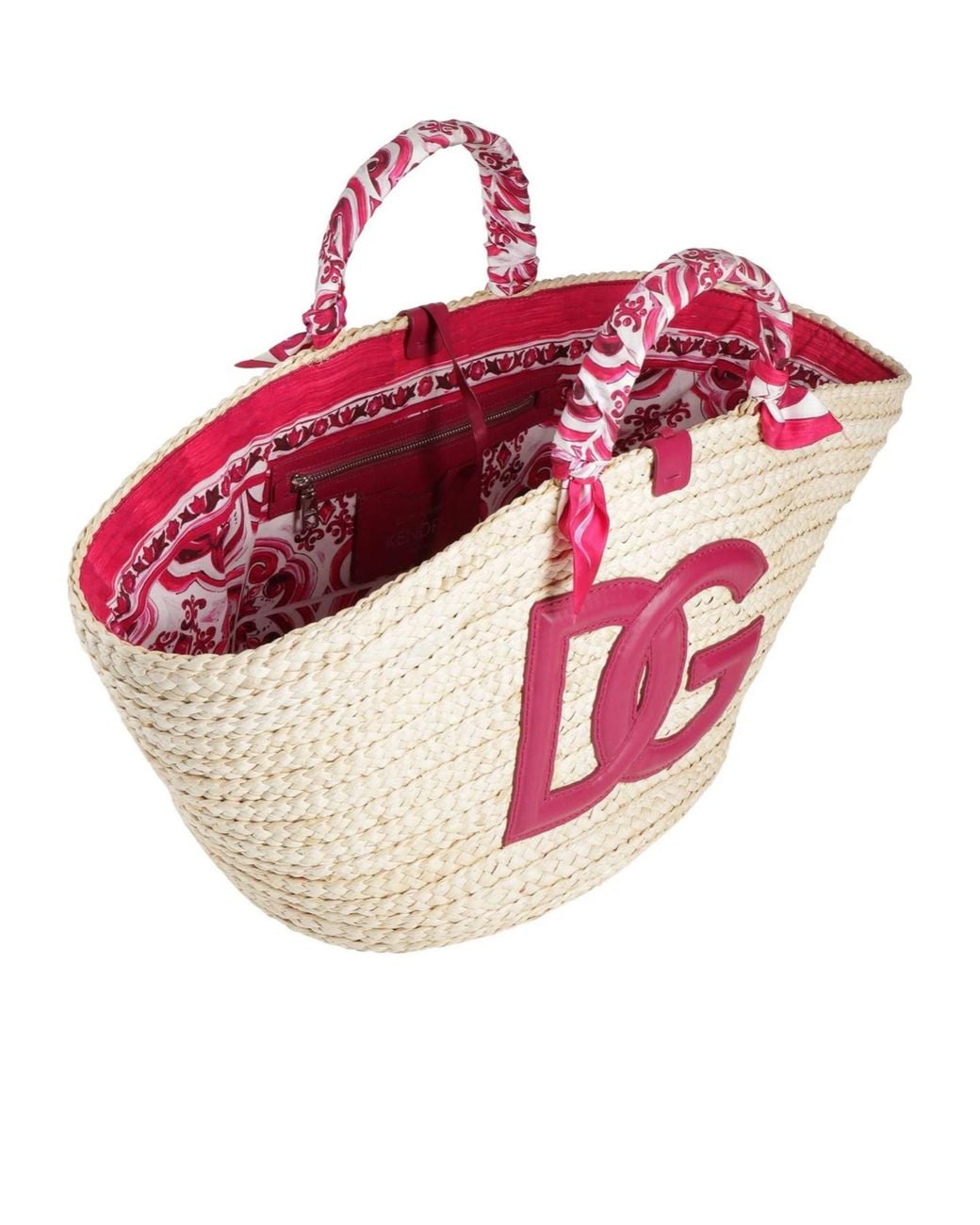 Dolce & Gabbana Pink Large-Capacity Woven Straw Tote Bag
