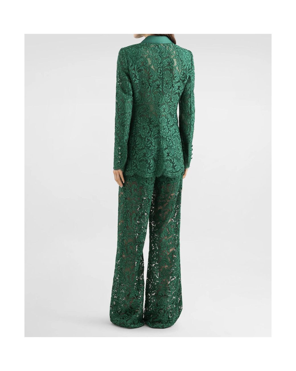 Dolce & Gabbana Green Cordonetto Lace Trousers
