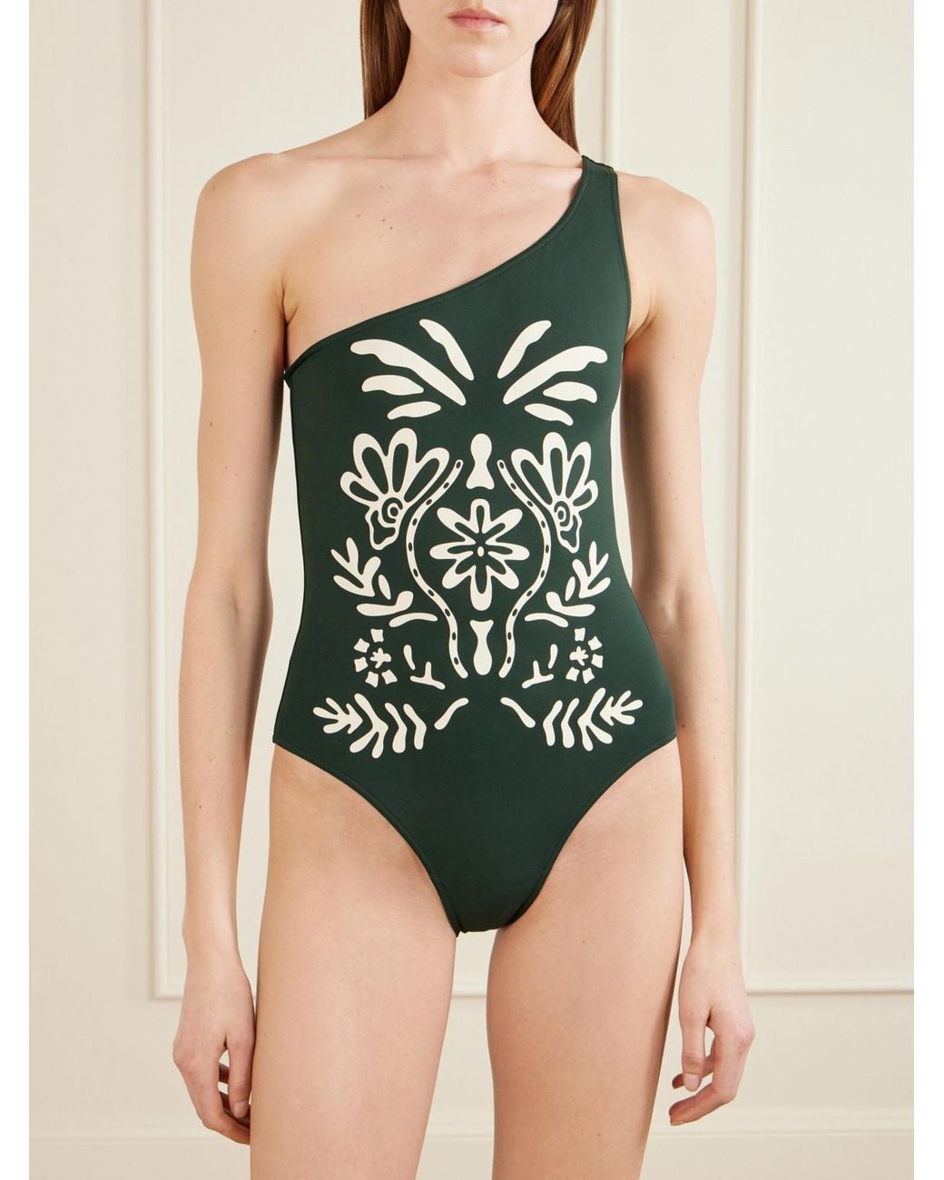 Eres Green One-Shoulder Printed Swimsuit