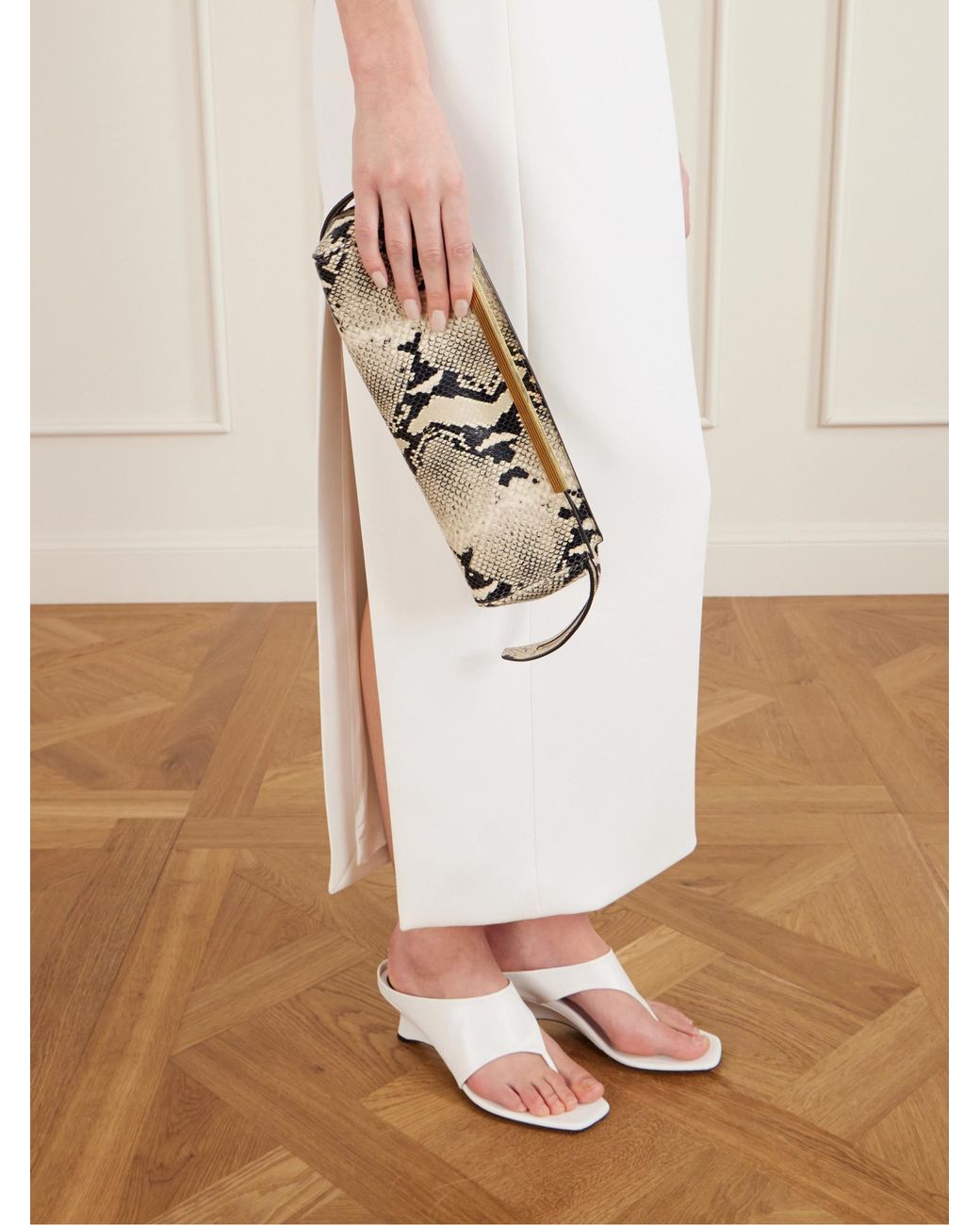 Khaite Metallic Minimalist Snake-Print Clutch