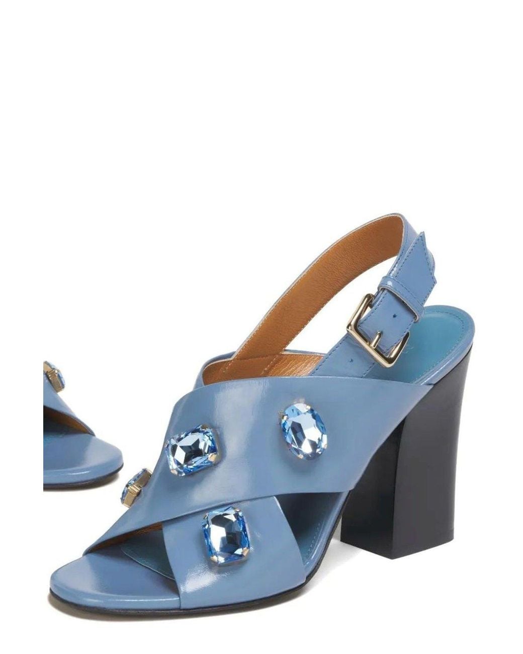 Marni Blue Embellished Criss-Cross Sandals