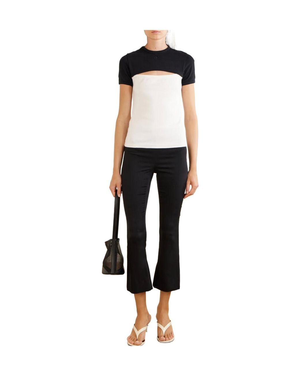 Courreges Black Cut-Out Colour-Block T-Shirt