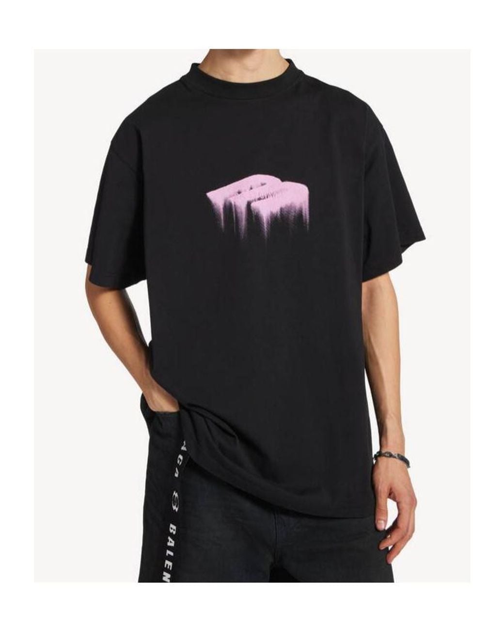 Balenciaga Black Printed T-Shirt for men