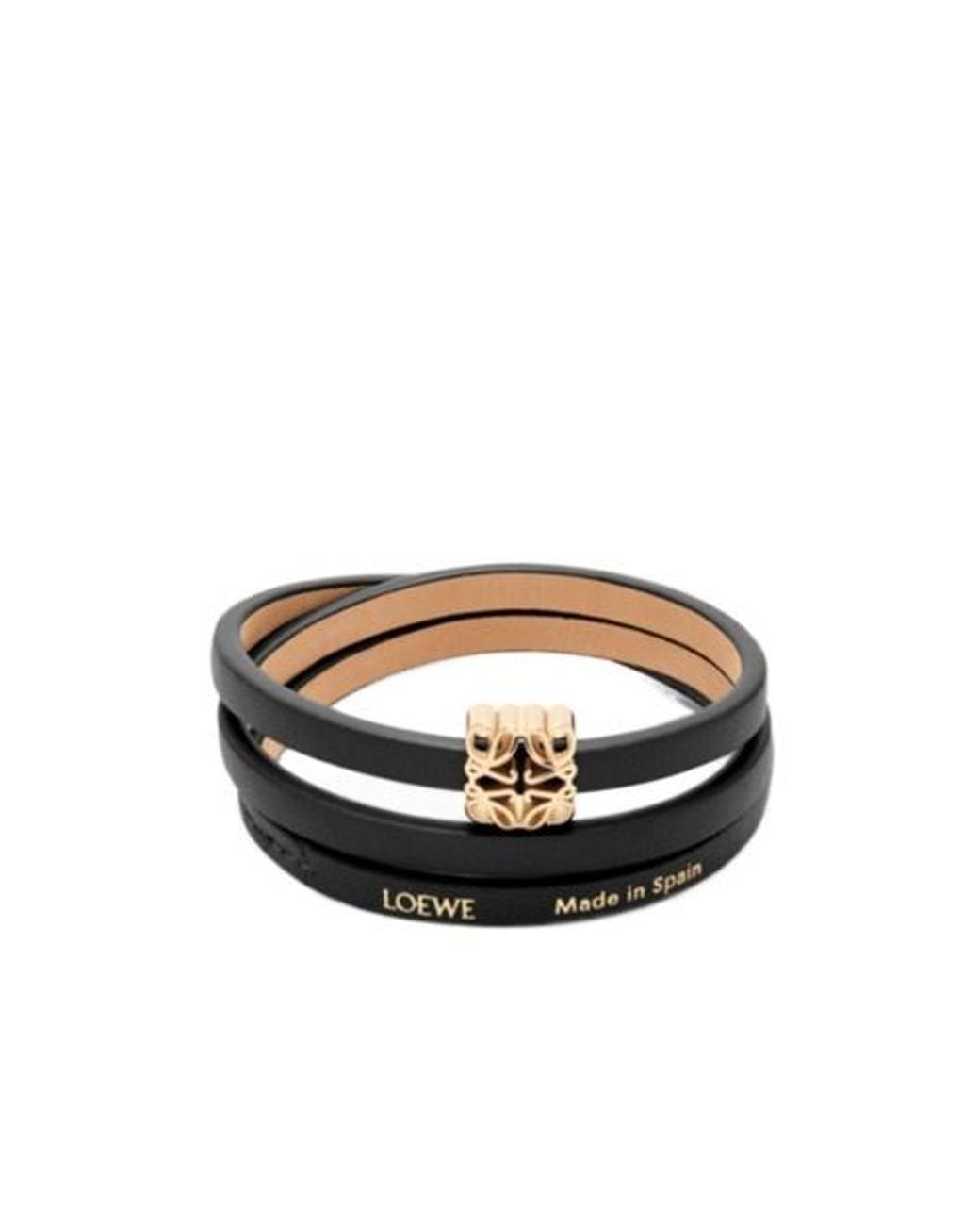 Loewe White Anagram Bombé Leather Twist Bracelet