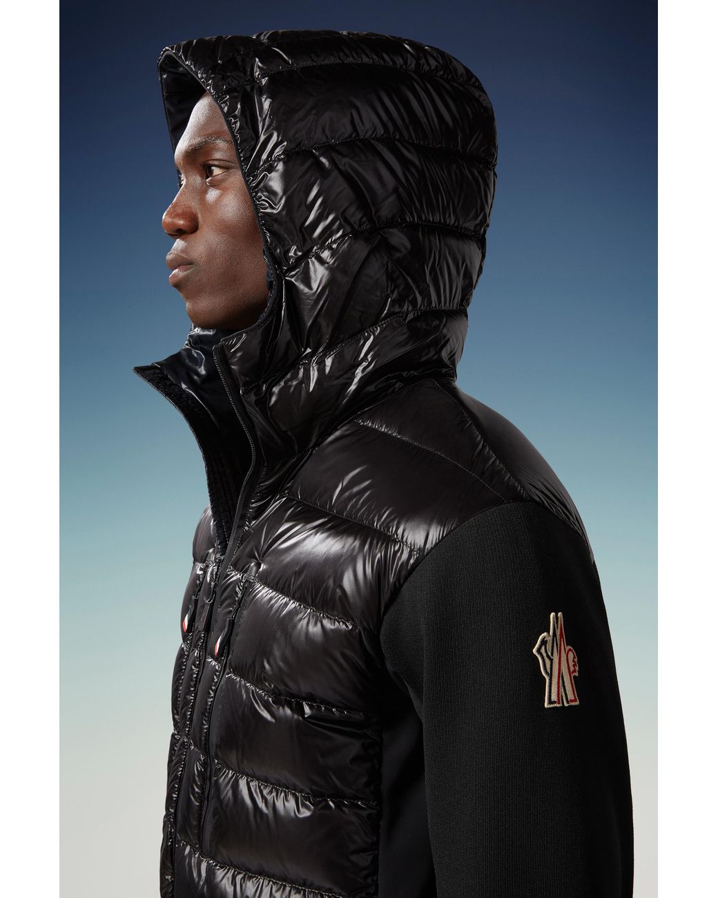 Moncler Black Padded Zip-Up Hoodie for men