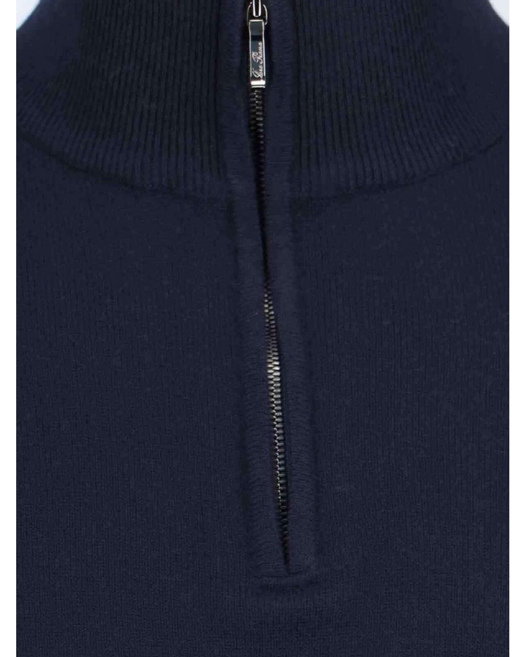 Loro Piana Blue High-Necked Long-Sleeved Sweater for men