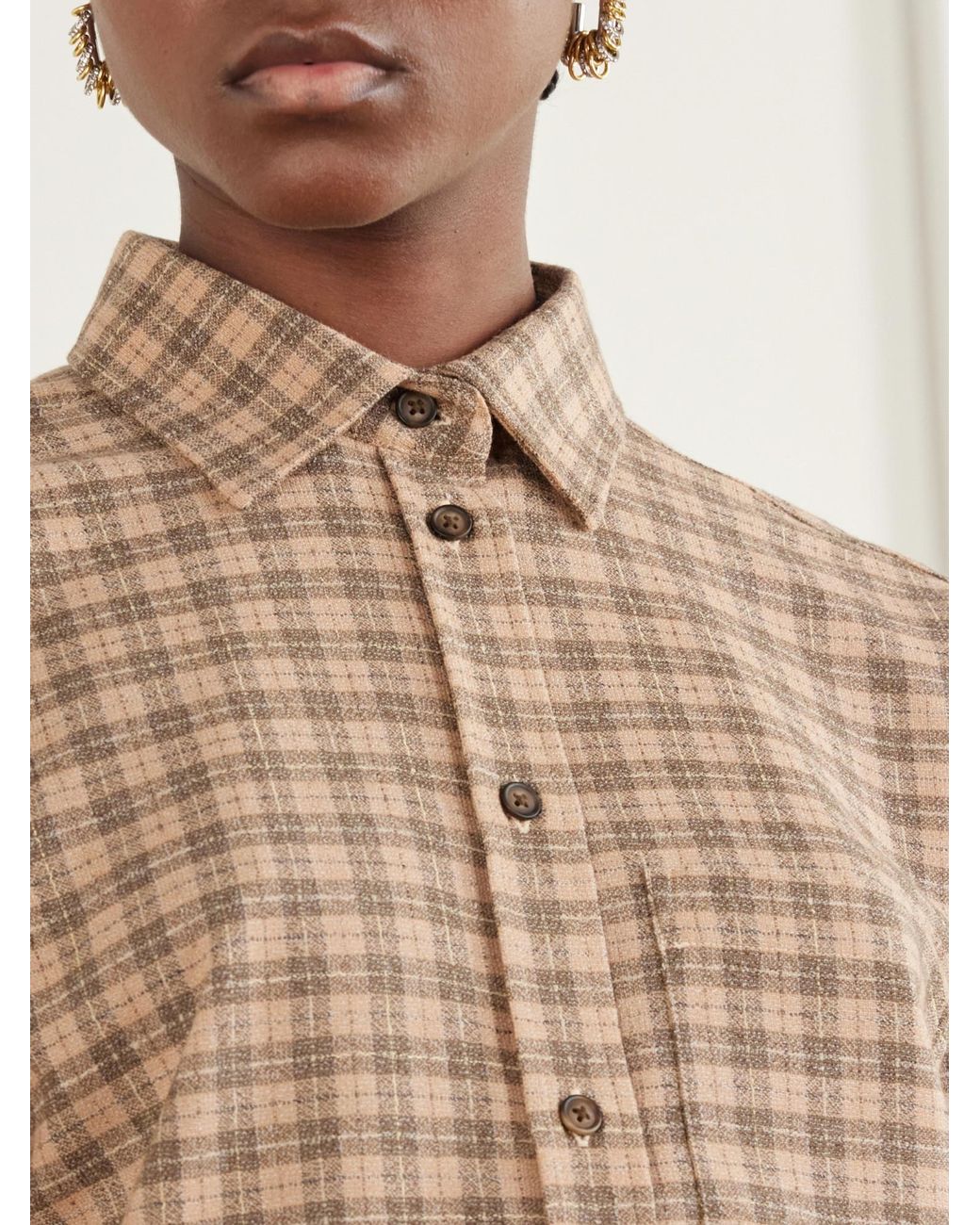 Rohe Brown Checked Wool Shirt
