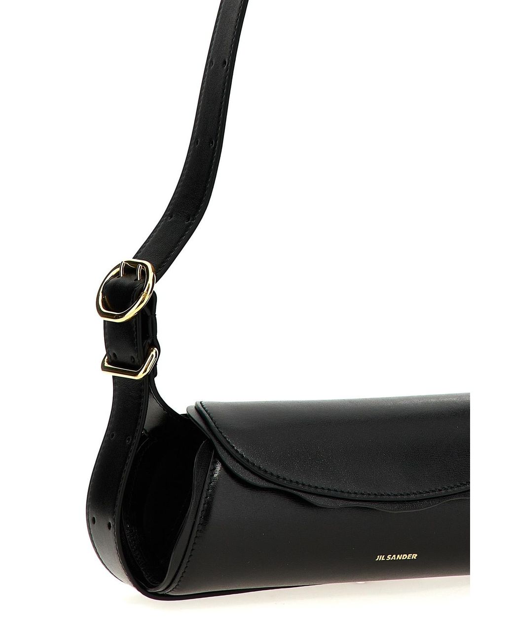 Jil Sander Black Cannolo Foldover Shoulder Bag
