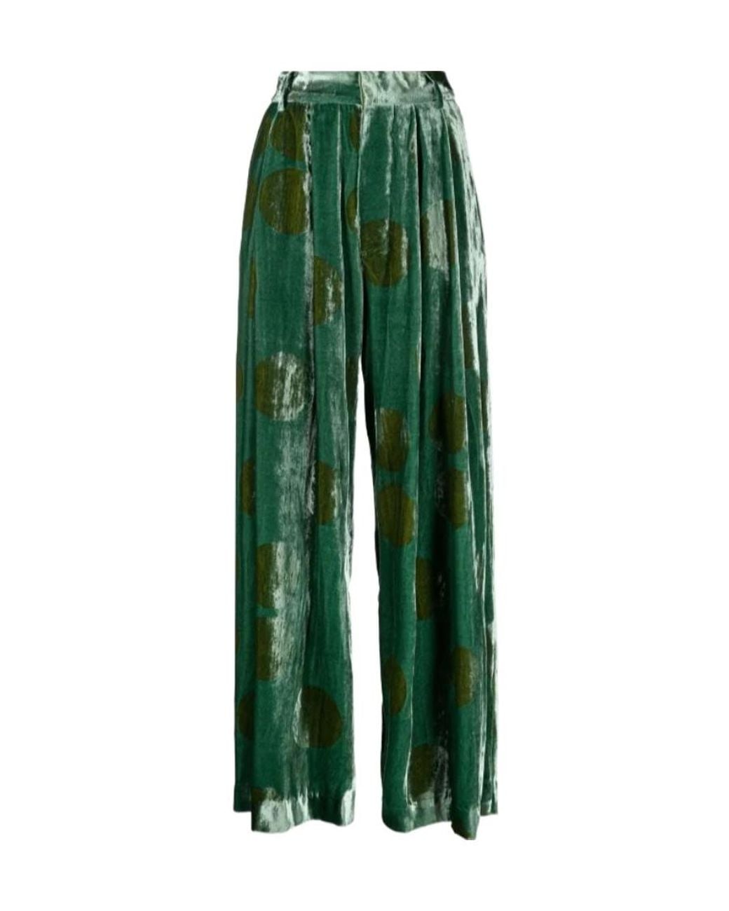 Uma Wang Green Pleated Zipper Casual Pants