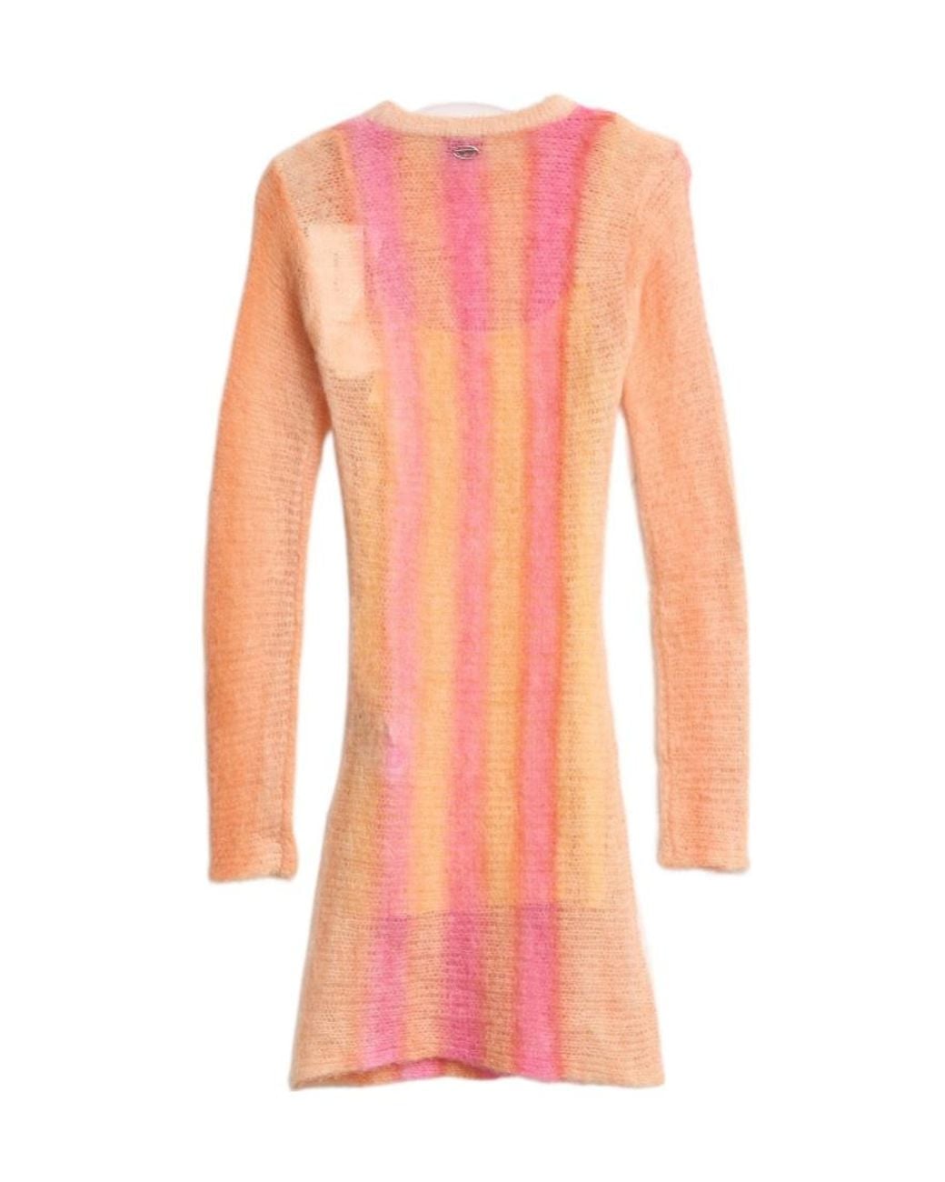 DIESEL Pink Striped-Knit Bodycon Dress