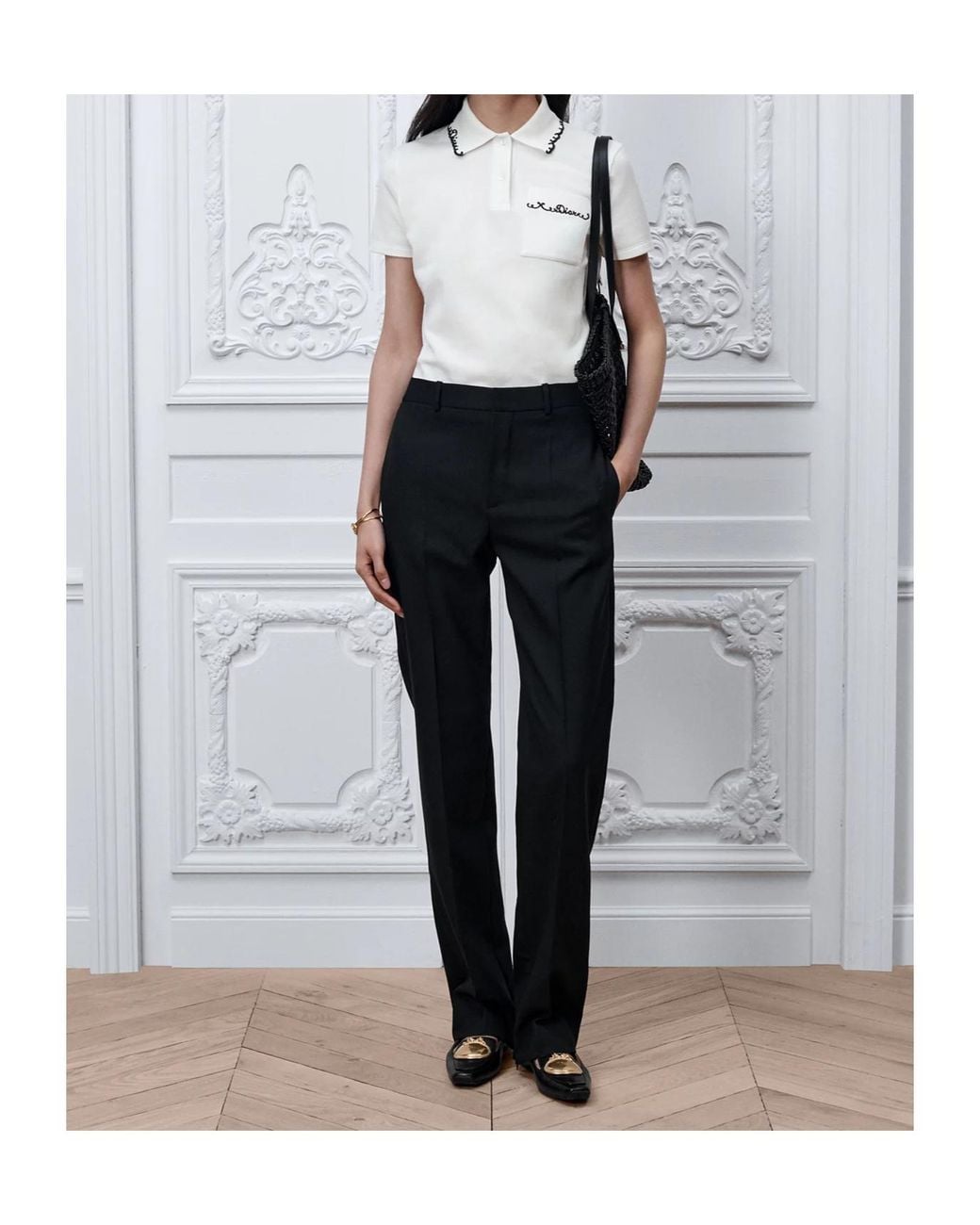 Dior White Embroidered Polo Shirt