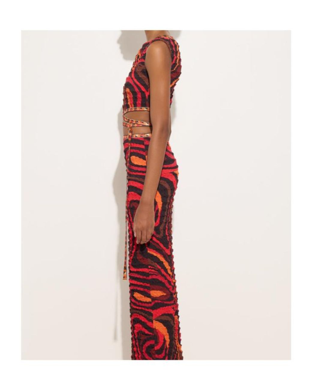 Emilio Pucci Red Marmo-Print Wrap-Around Top