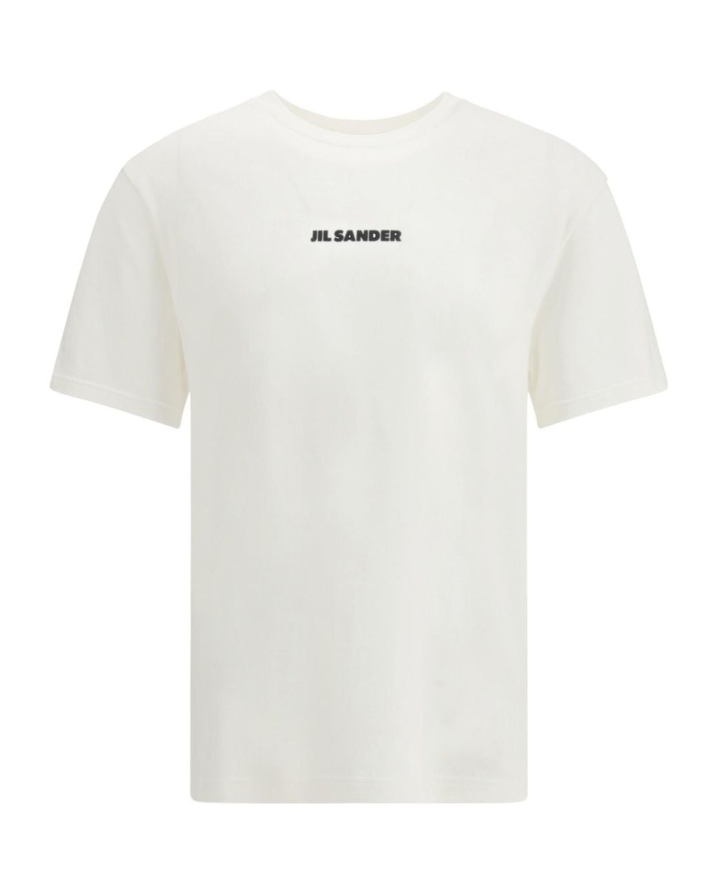Jil Sander White Logo Printed Crewneck T-Shirt for men