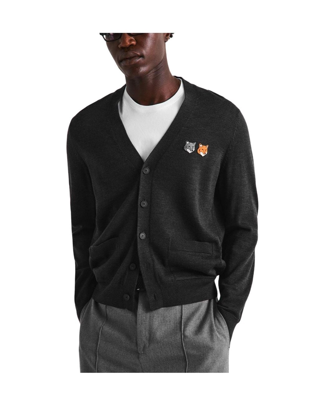 Maison Kitsuné Black Casual Cardigan for men