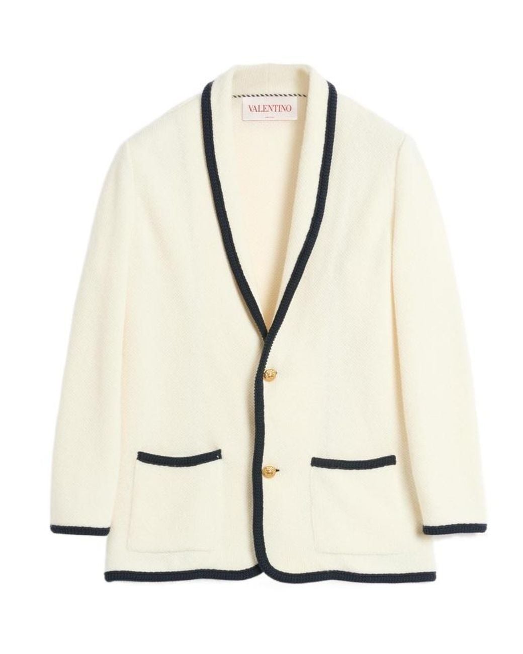 Valentino Natural Single-Breasted Straigth Hem Cardigan for men
