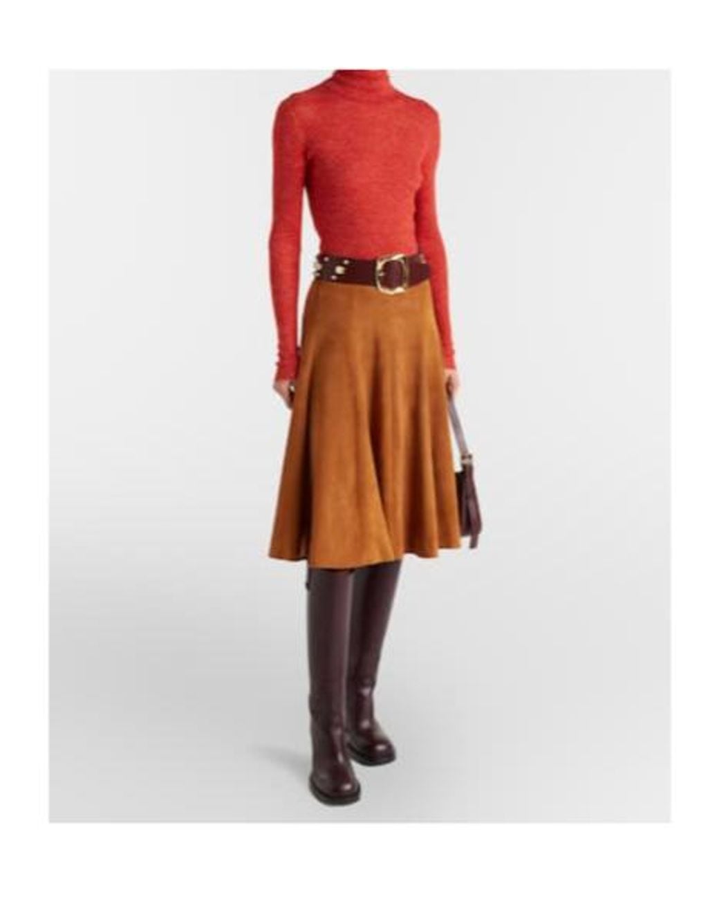 Stouls Brown Sabrina Suede Midi Skirt