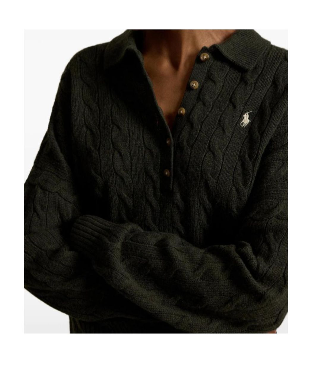 Polo Ralph Lauren Green Cable Knit Polo Jumper
