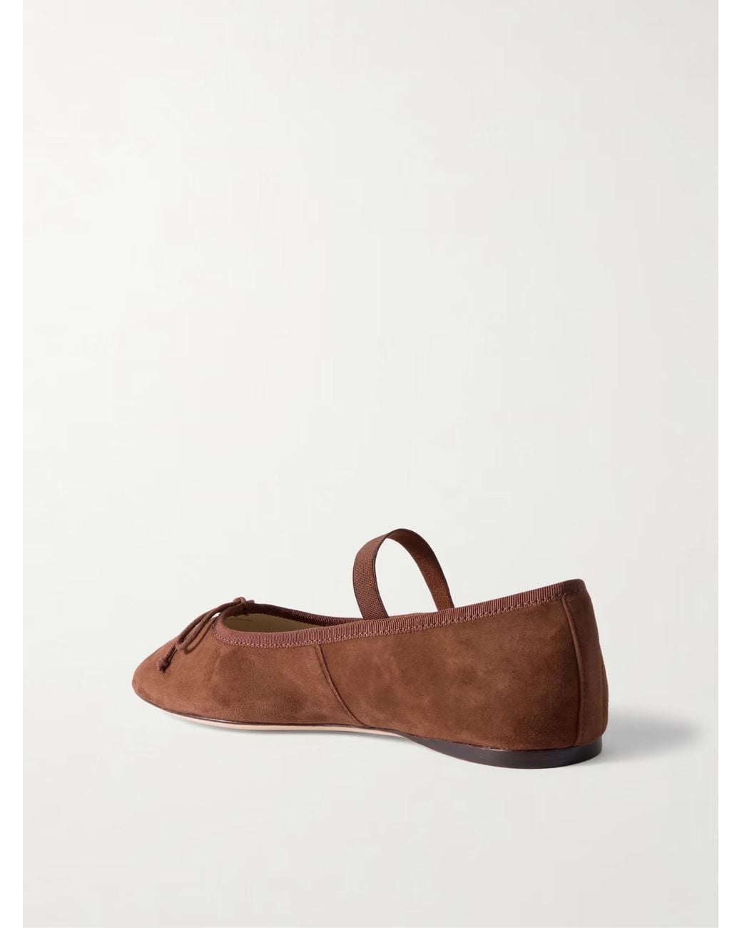 Loeffler Randall Brown Bow Embellished Suede Ballet Flats