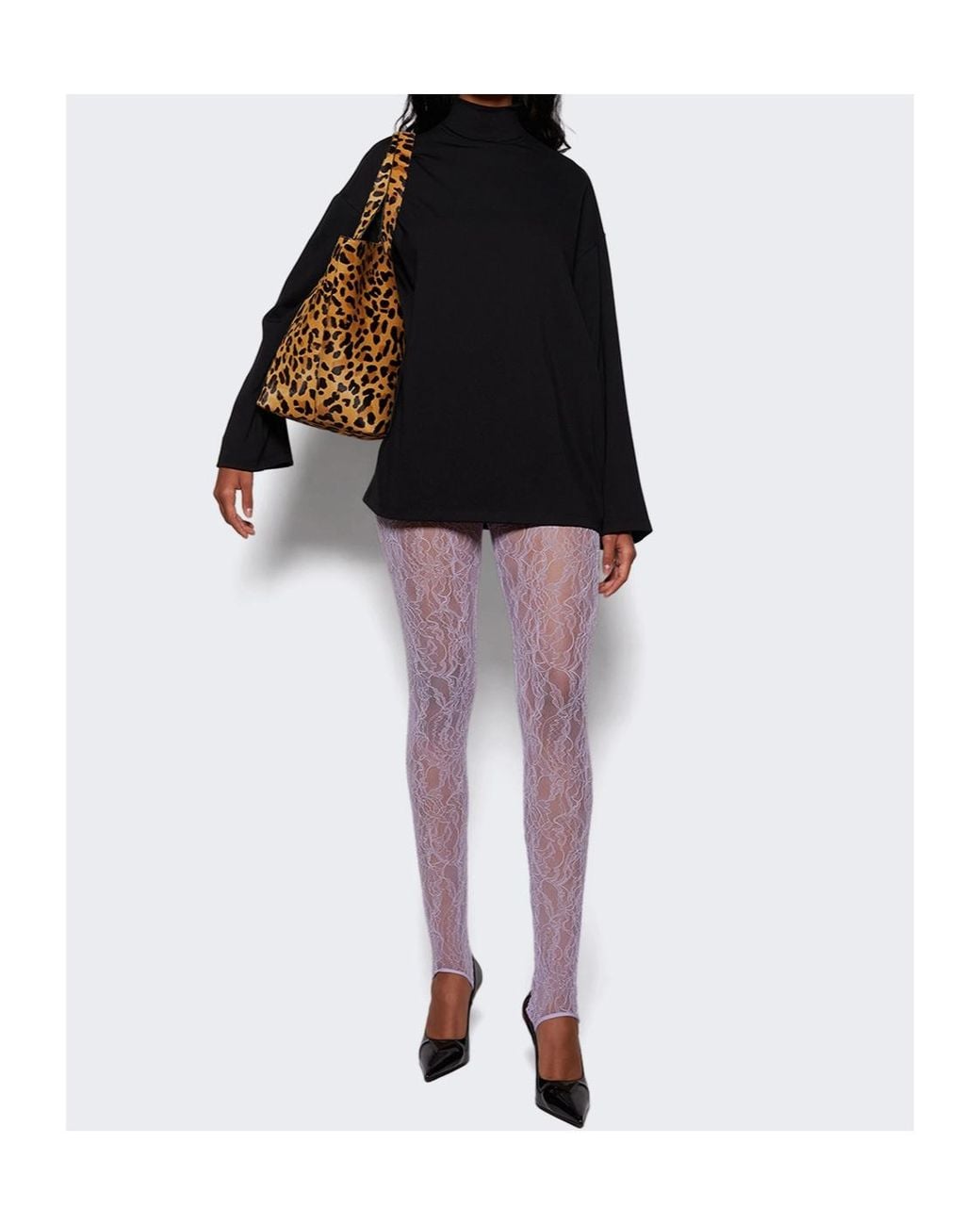Wardrobe NYC Gray Lace Stirrup Leggings
