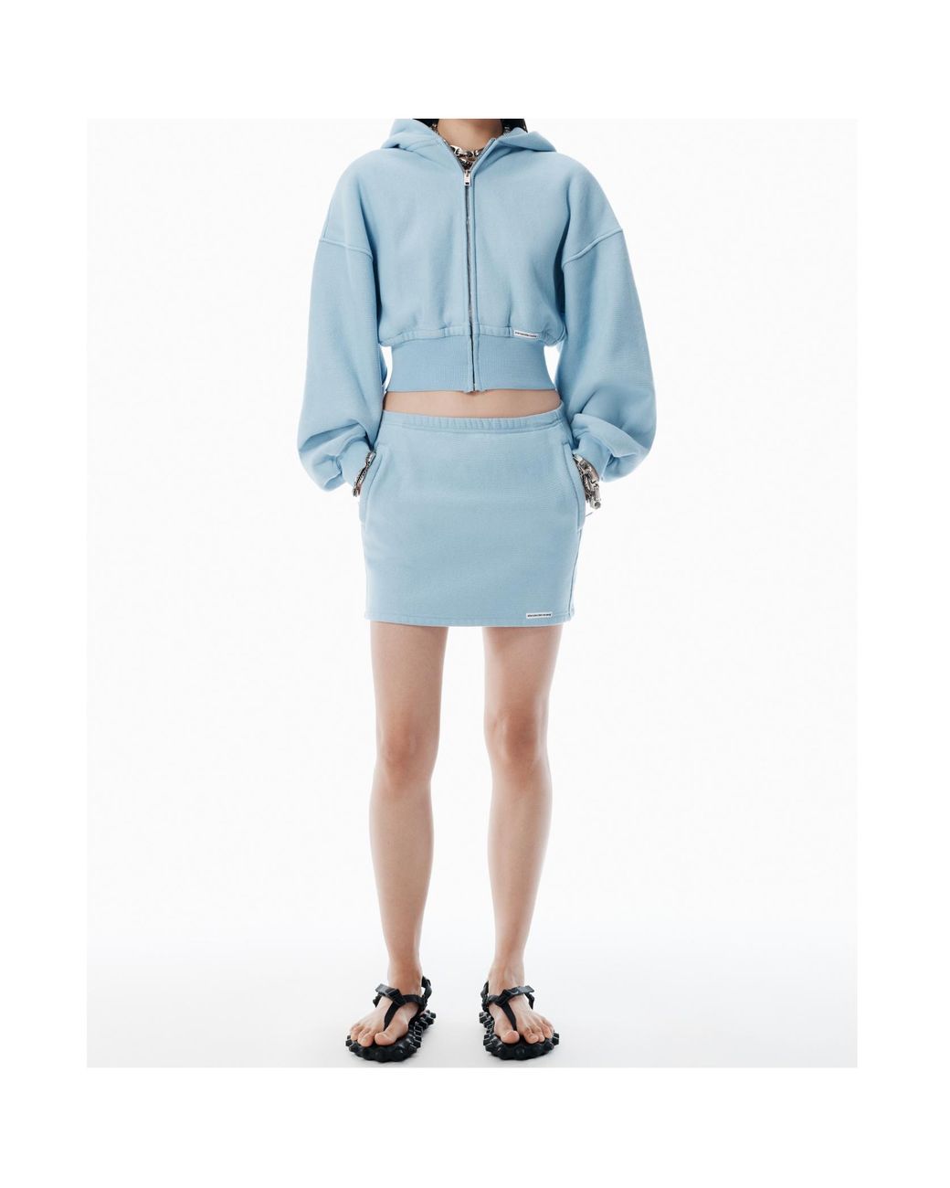 Alexander Wang Blue T By Zip-Up Cropped Hoodie