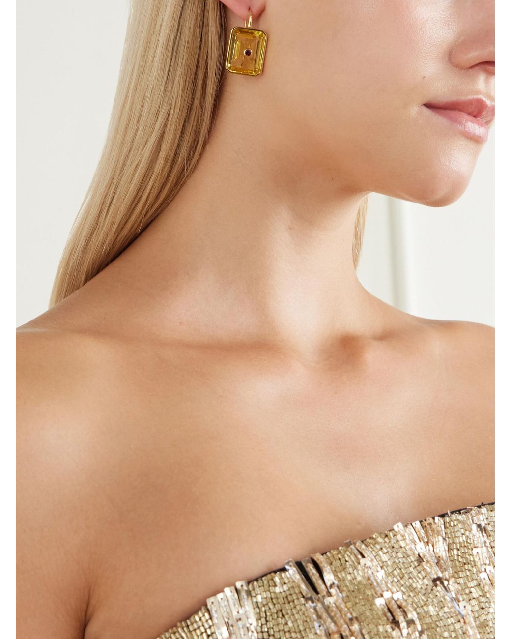 Lizzie Fortunato Metallic Plated Rhodolite And Glass Earrings