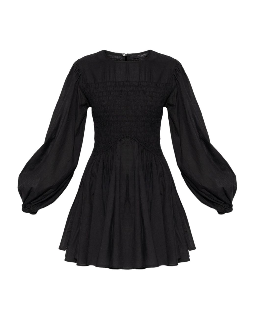 AllSaints Black Chia Smocked Mini Dress