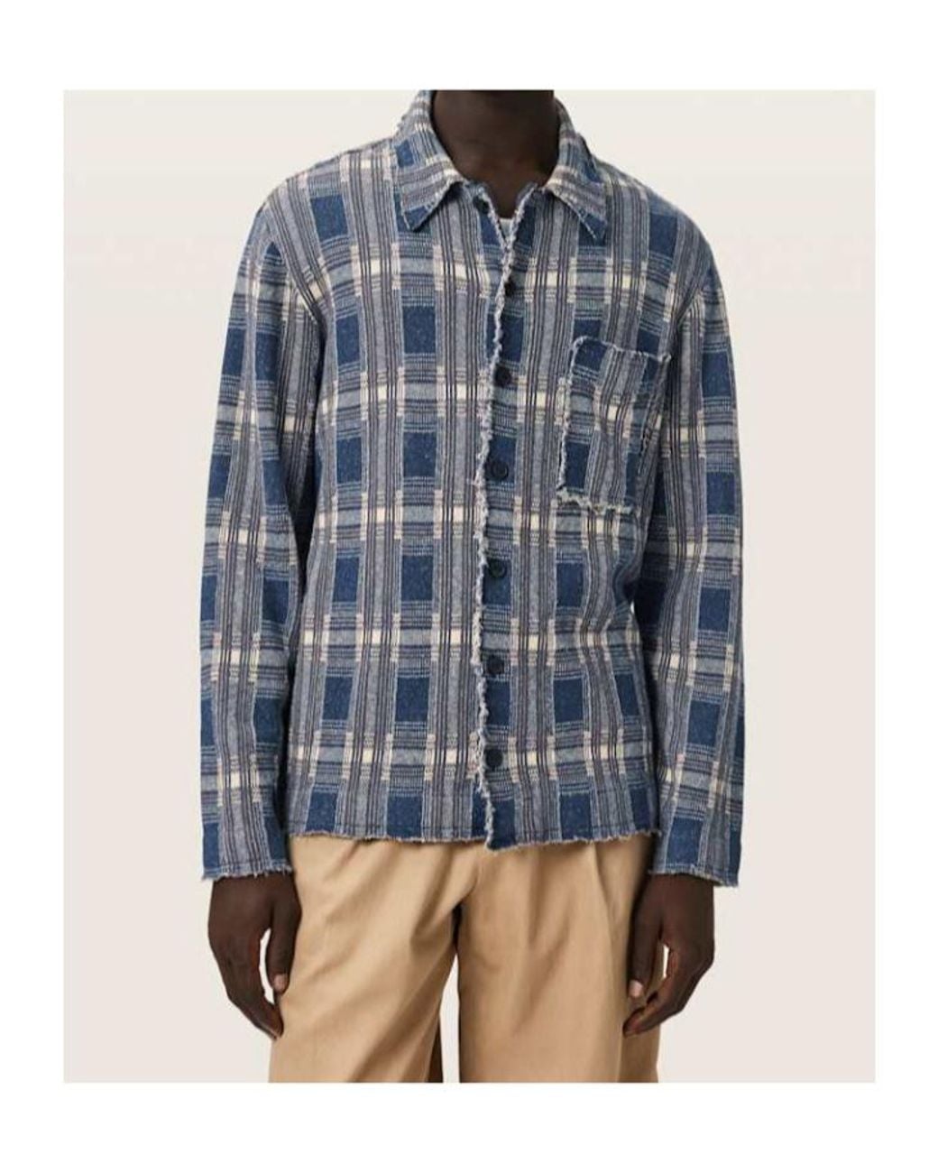 AllSaints Blue Solmar Check-Pattern Knitted Cardigan for men