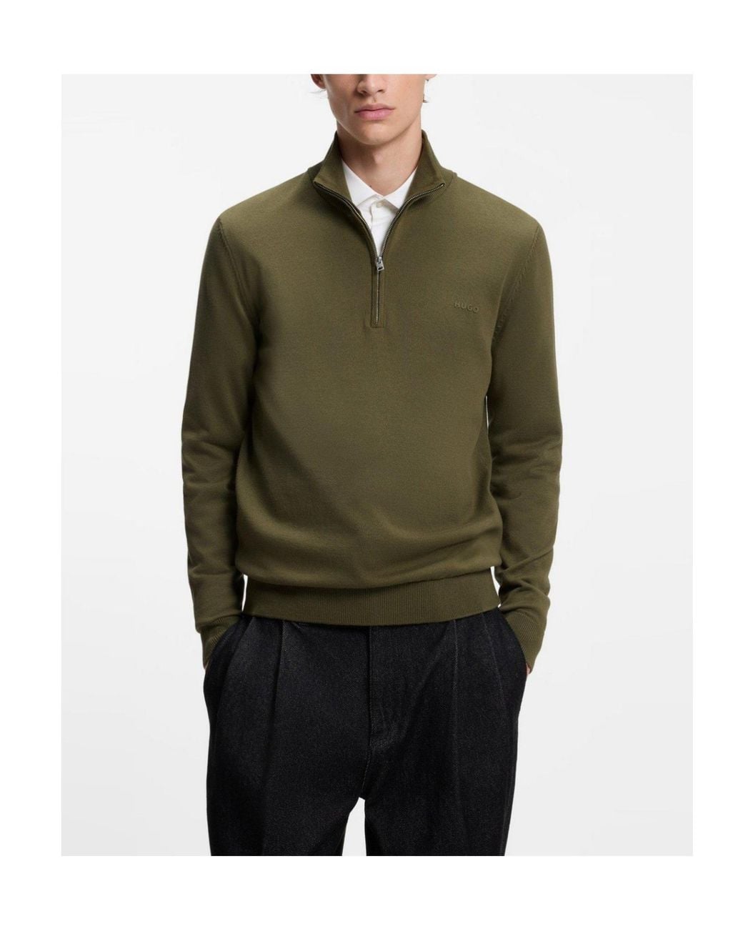 Boss Green Half-Zip Long-Sleeve Knit Sweater for men